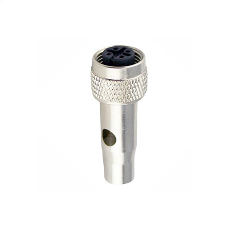 M12 3pins A code female moldable connector with shielded,brass with nickel plated screw